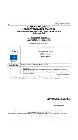 PCA - nowy zakres akredytacji str. 1